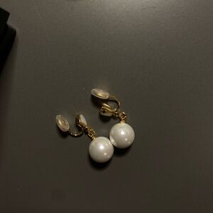 Elegant Gold and White Clip-On Earrings